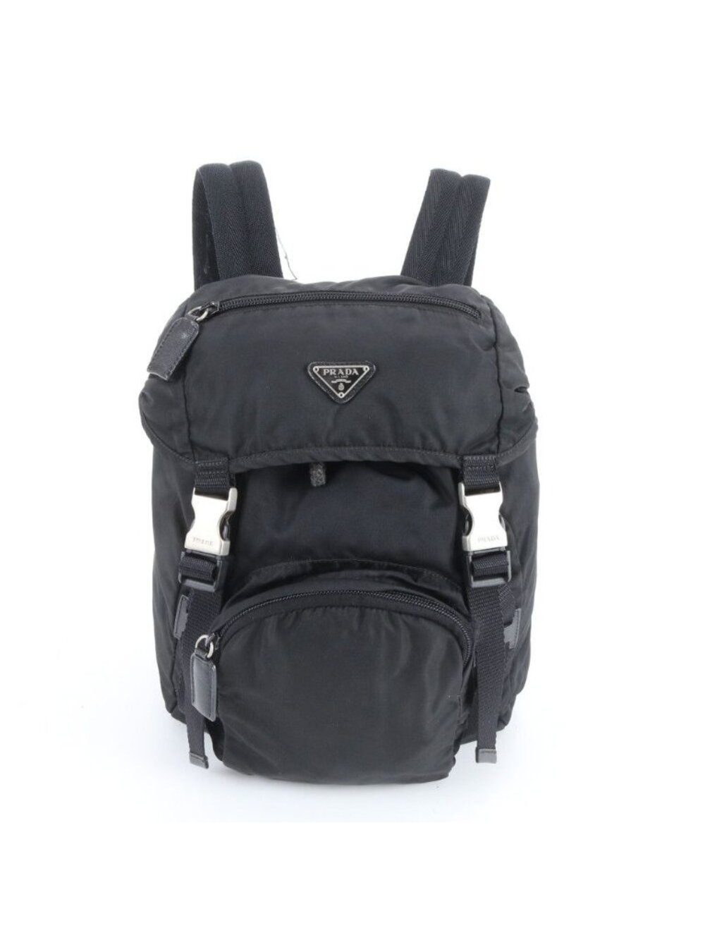 Prada Tessuto Nylon Triangle Logo Leather Backpack